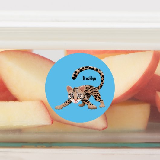 Cute ocelot cartoon illustratie labels (Aangebracht)