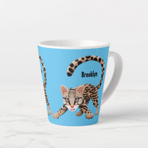 Cute ocelot cartoon illustratie latte mok