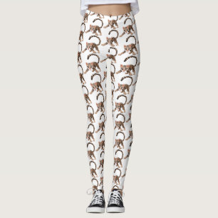Cute ocelot cartoon illustratie leggings