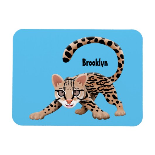 Cute ocelot cartoon illustratie magneet (Horizontaal)