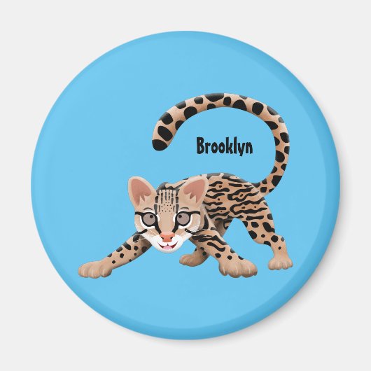 Cute ocelot cartoon illustratie magneet (Voorkant)