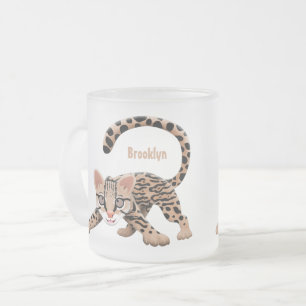 Cute ocelot cartoon illustratie matglas koffiemok