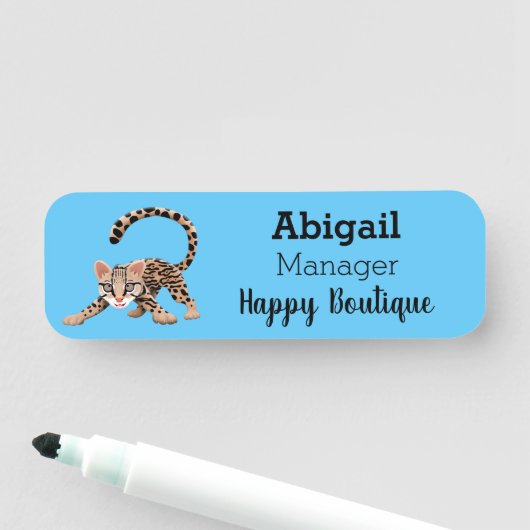 Cute ocelot cartoon illustratie naamplaatje (In situ)
