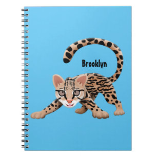 Cute ocelot cartoon illustratie notitieboek