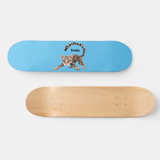 Cute ocelot cartoon illustratie persoonlijk skateboard (Horizontaal)