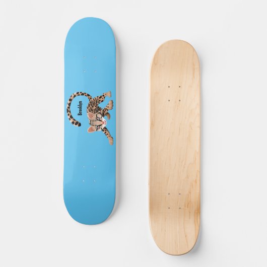 Cute ocelot cartoon illustratie persoonlijk skateboard (Voorkant)