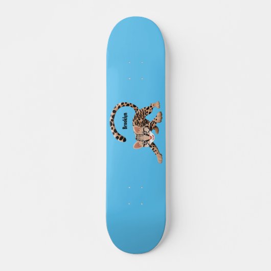 Cute ocelot cartoon illustratie persoonlijk skateboard (Voorkant)