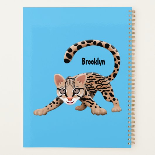 Cute ocelot cartoon illustratie planner (Achterkant)