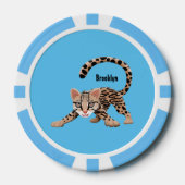 Cute ocelot cartoon illustratie poker chips (Voorkant)