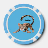 Cute ocelot cartoon illustratie poker chips (Achterkant)