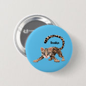Cute ocelot cartoon illustratie ronde button 5,7 cm (Voorkant /achterkant)
