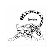 Cute ocelot cartoon illustratie rubberstempel (Afrduk)