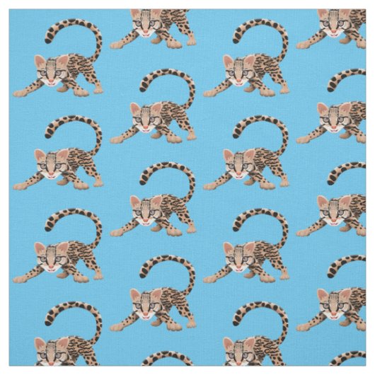Cute ocelot cartoon illustratie stof (Swatch)