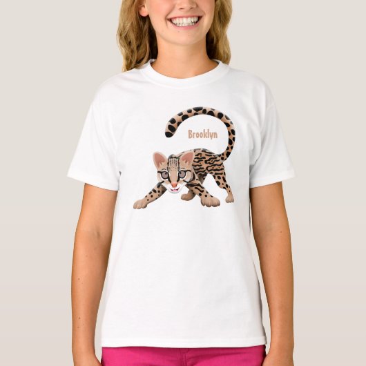 Cute ocelot cartoon illustratie t-shirt (Voorkant)
