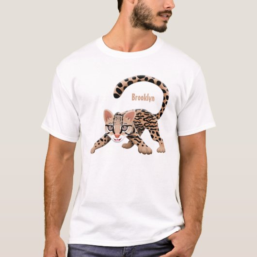 Cute ocelot cartoon illustratie t-shirt (Voorkant)