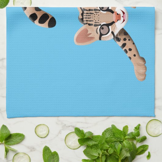 Cute ocelot cartoon illustratie theedoek (Gevouwen)