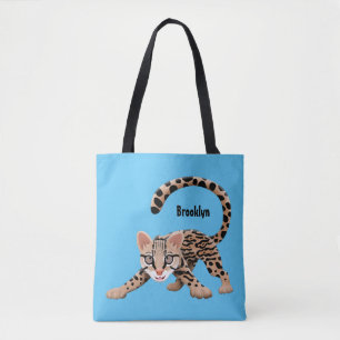 Cute ocelot cartoon illustratie tote bag