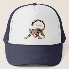 Cute ocelot cartoon illustratie trucker pet