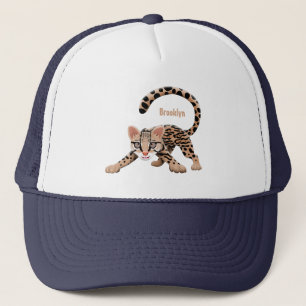 Cute ocelot cartoon illustratie trucker pet
