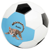 Cute ocelot cartoon illustratie voetbal (Drie kwart)
