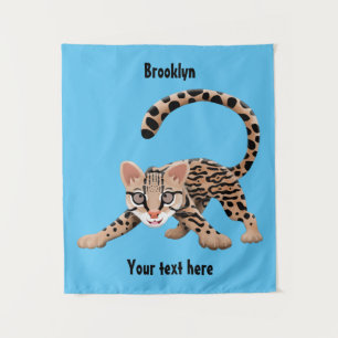 Cute ocelot cartoon illustratie wandkleed