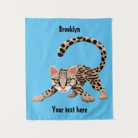Cute ocelot cartoon illustratie wandkleed (Voorkant)