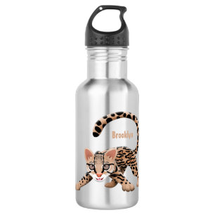 Cute ocelot cartoon illustratie waterfles 