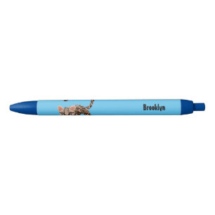 Cute ocelot cartoon illustratie zwarte inkt pen