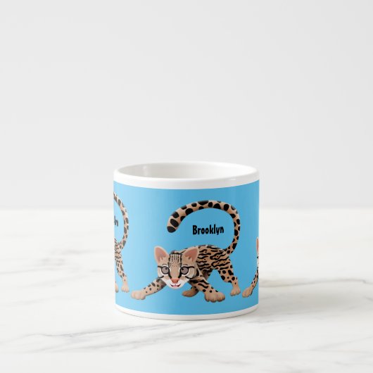 Cute ocelot cartoon illustration espresso kop (Voorkant)