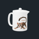 Cute ocelot cartoon illustration theepot<br><div class="desc">From the jungles of South America. A happy ocelot drawn in fun cartoon illustration style.</div>