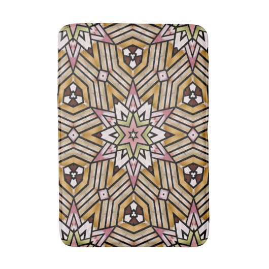 Cute Ochre Yellow Brown Pink Mosaic Pattern Badmat (Voorkant Verticaal)