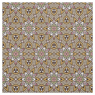 Cute Ochre Yellow Brown Pink Mosaic Pattern Stof