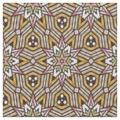 Cute Ochre Yellow Brown Pink Mosaic Pattern Stof (Close Up)
