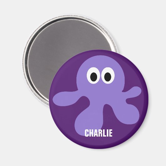 Cute Octopus aangepaste monogram magnet (Voorkant / Achterkant)
