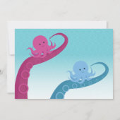 Cute Octopus Animal Twin Baby shower Kaart (Achterkant)