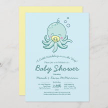 Cute Octopus Baby Shower Kawaii Uitnodiging