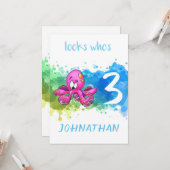 Cute Octopus Birthday Card Blue Kaart (Voorkant / Achterkant in situ)