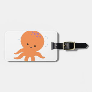 Cute Octopus Cartoon Bagagelabel