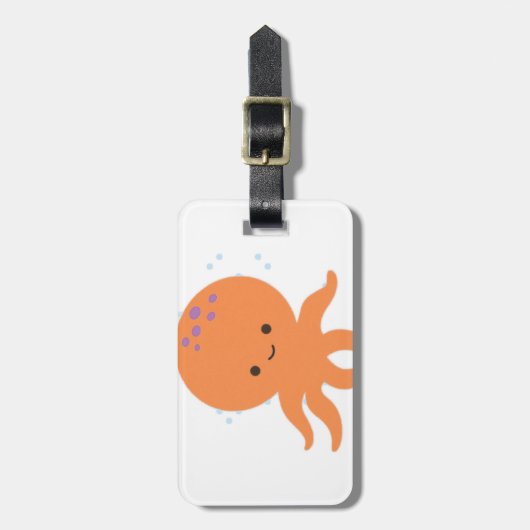 Cute Octopus Cartoon Bagagelabel (Voorkant verticaal)