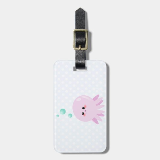 Cute octopus cartoon bagagelabel (Voorkant verticaal)