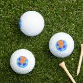 Cute Octopus Cartoon Blauwe Geruite Stof Met Naam Golfballen (Insitu Gras)