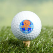 Cute Octopus Cartoon Blauwe Geruite Stof Met Naam Golfballen (Insitu Shirt)