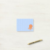 Cute Octopus Cartoon Blauwe Golven Aangepast Post-it® Notes (Op bureau)