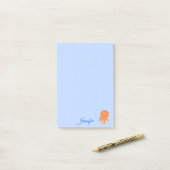 Cute Octopus Cartoon Blauwe Golven Aangepaste Naam Post-it® Notes (Op bureau)