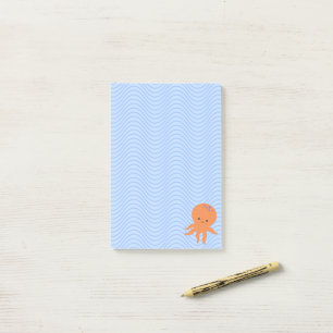 Cute Octopus Cartoon Blauwe Golven Custom Post-it® Notes
