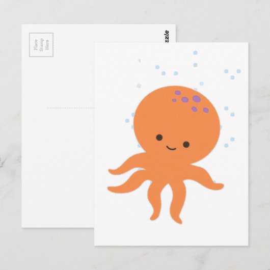 Cute Octopus Cartoon Briefkaart (Voorkant / Achterkant)