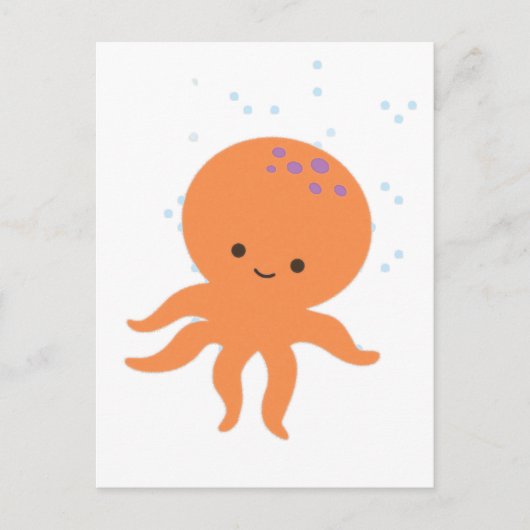 Cute Octopus Cartoon Briefkaart (Voorkant)