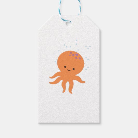 Cute Octopus Cartoon Cadeaulabel (Voorkant)