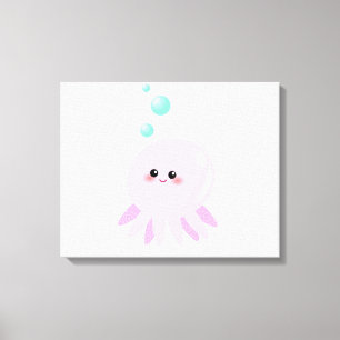 Cute octopus cartoon canvas afdruk