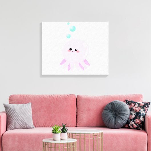 Cute octopus cartoon canvas afdruk (Insitu (Woonkamer))